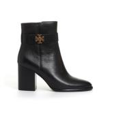 Tory Burch Svarta läder ankelboots Elegant stil Black, Dam