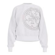 Guess Vit Bomull Oversized Crewneck Sweatshirt med Broderad Maxi 4G Lo...