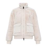 Emporio Armani EA7 Vadderad jacka med fejkpäls Beige, Dam