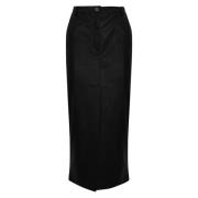 Pinko Svart Faux Läder Midi Kjol Black, Dam