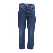 Tommy Hilfiger Fringed morotsskuren jeans med slitna effekter Blue, Da...