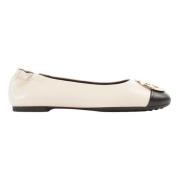 Tory Burch Beige Läder Ballerinaskor med Svart Spets Beige, Dam