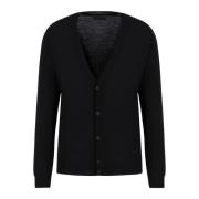 Emporio Armani Svart V-ringad Cardigan Sweater Black, Herr