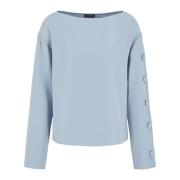 Emporio Armani Båtringad Långärmad Topp Blue, Dam