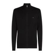 Tommy Hilfiger Klassisk Cardigan med Dragkedja Cashmere Blandning Blac...