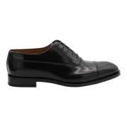 Salvatore Ferragamo Svarta Snörskor Platta Stil Klassisk Black, Herr