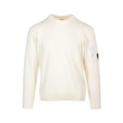 C.p. Company Vit Lamull Crew Neck Tröja White, Herr