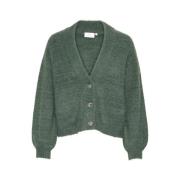 Kaffe Topiary Cardigan med Blandade Material Green, Dam