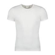 Courrèges Kontrast T-shirt, Kortärmad, Broderad Logotyp White, Herr