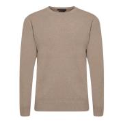 Daniele Fiesoli Beige Stickat Crew Neck Sweater Beige, Herr