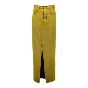 MM6 Maison Margiela Lång denimkjol, senapsgul, tvättad Yellow, Dam