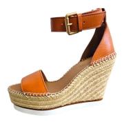 See by Chloé Läder Kil Espadrillos Sandaler Brown, Dam