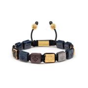 Nialaya Men`s Ceramic Flatbead Bracelet in Black, Blue, Red and Gold M...