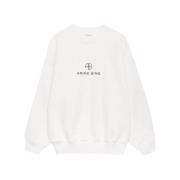 Anine Bing Monogram Rund Hals Sweatshirt White, Dam