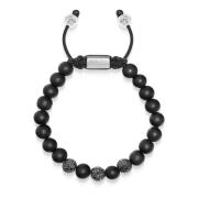 Nialaya Men's Trio Black Diamond Beaded Bracelet with Matte Onyx Gray,...