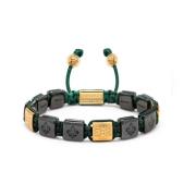 Nialaya Men`s Ceramic Flatbead Bracelet in Green and Gold Multicolor, ...