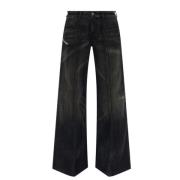 Diesel Flared Jeans med Veck Effekt Gray, Dam