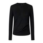 Pinko Knäppt Crew Neck Ulltröja Black, Dam