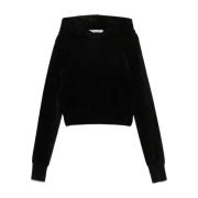 Alexander Wang Svart Cropped Hoodie Black, Dam