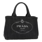 Prada Vintage Pre-owned Canvas handvskor Black, Dam