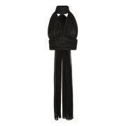 Dolce & Gabbana Chiffong Polka Dot Topp med Scarf Detaljer Black, Dam