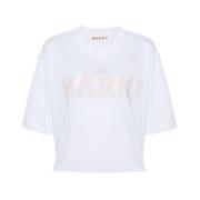 Marni Vit Bomull Crew Neck T-shirt White, Dam