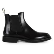 Doucal's Läder Chelsea Boot Elastisk Tyginsats Black, Herr