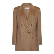 Max Mara Falster Kamelhår Blazer Jacka Brown, Dam