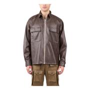 The Silted Company Faux läder dragkedja overshirt Brown, Herr