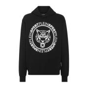 Plein Sport Svart Hoodie Carbon Tiger Stilfull Modell Black, Herr