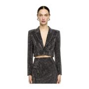 Roland Mouret Svart Kristallprydd Kort Jacka Black, Dam