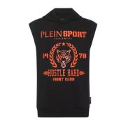 Plein Sport Svart Ärmlös Tiger Hoodie T-shirt Black, Herr