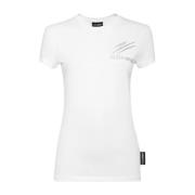 Plein Sport Vit Rund Hals Bomull T-shirt White, Dam