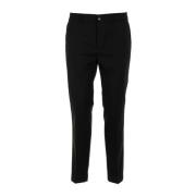 Cruna Slim Fit Svarta Byxor Platt Framsida Black, Herr