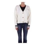 Guess Vit Cardigan med Frontlogo Knappstängning White, Dam