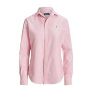 Ralph Lauren Cotton Oxford Skjorta med Logotyp Pink, Dam