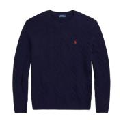 Ralph Lauren Marinblå tröja med dekorativ stickning Blue, Herr