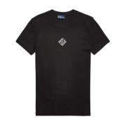 Ralph Lauren Svart bomull T-shirt med broderat logotyp Black, Dam