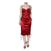 Dolce & Gabbana Röd Spets Bodycon Korsett Klänning Red, Dam