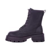 ONLY Svarta Läder Dragkedja Ankelboots Black, Dam