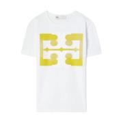 Tory Burch Vit T-shirt med gult logotyp White, Dam