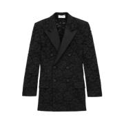 Saint Laurent Spets Blazer Jacka Gray, Dam