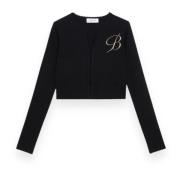 Blumarine Koreansk Stickad Logo Tröja Black, Dam