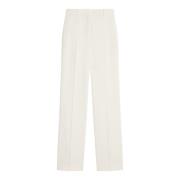 Max Mara Rak Ben Ull Satin Byxor White, Dam