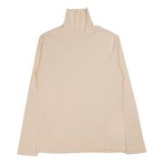 Lemaire Vit Ribbad Turtleneck Topp Beige, Herr