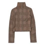 Our Legacy Beige Hound Check Zip Jumper Beige, Dam