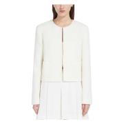 Max Mara Studio Boxy bouclé jacka med kristallbroderi White, Dam