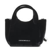 Emporio Armani Sammet axelväska med dubbla handtag Black, Dam