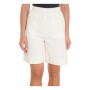 Emporio Armani Elastisk midja Bermuda shorts med sidestreck White, Dam