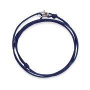 Nialaya Navy Wrap-Around String Bracelet with Sterling Silver Lock Gra...